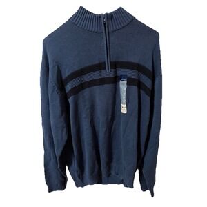 Basic Editions men's blue quarter-zip sweater Navy Size XL